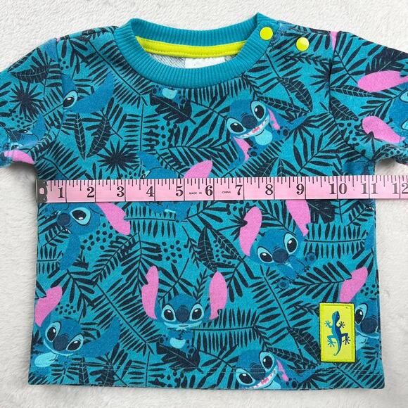 Disney Baby Stitch short sleeve sweatshirt size 9-12 Y2K blue - Picture 3 of 7